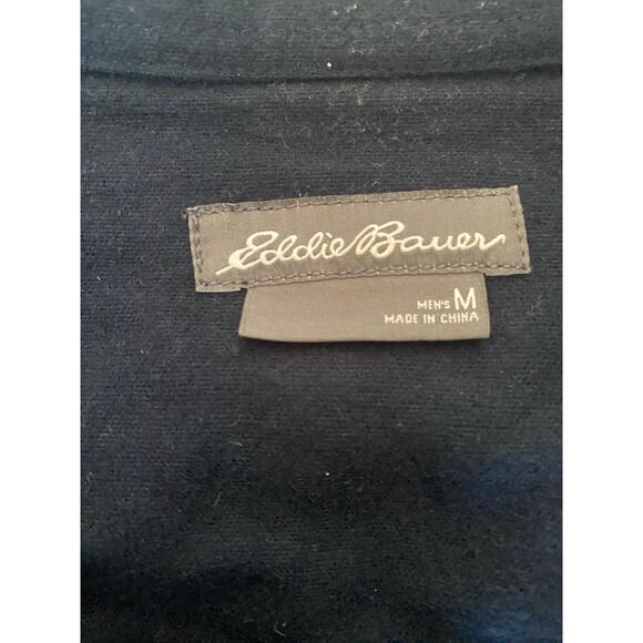 Eddie Bauer Button Front Long Sleeve Mens M chamois Dark Blue Flannel Shirt - Picture 6 of 8